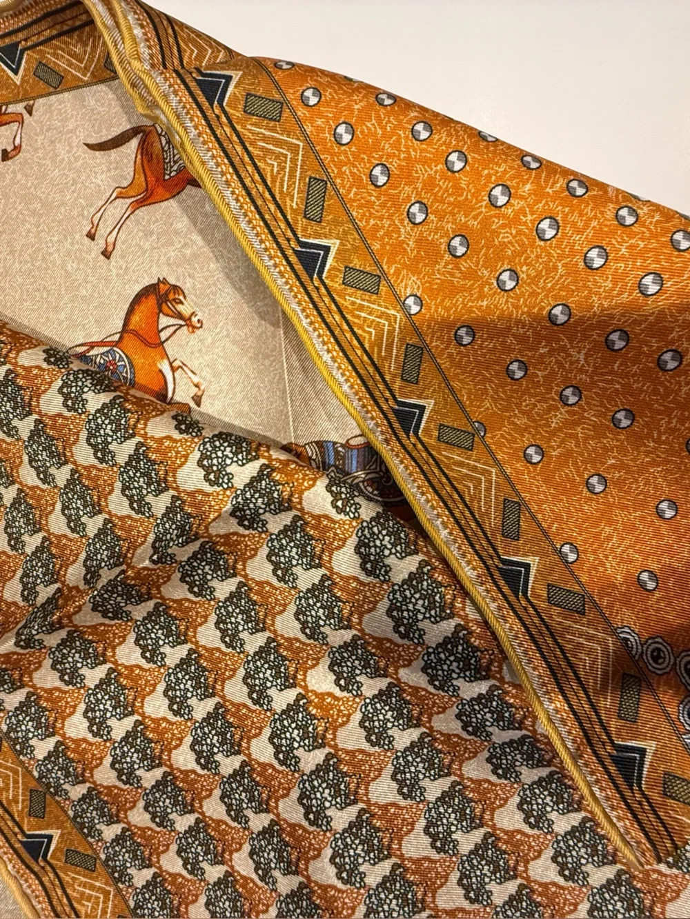NEW Carolina Lemke Equestrian Horse Print Silk Scarf Western Heritage Old Money